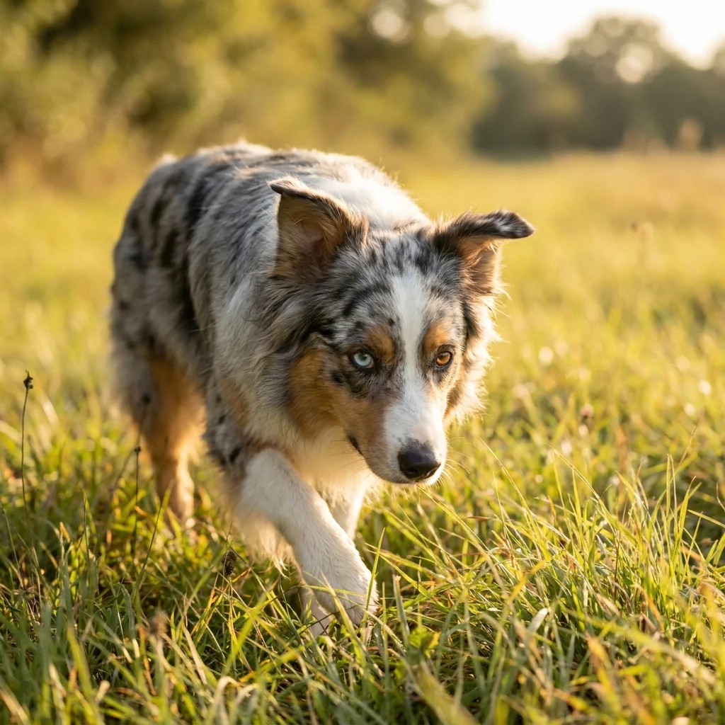 Australian Shepherd Sein Blick wird trüb