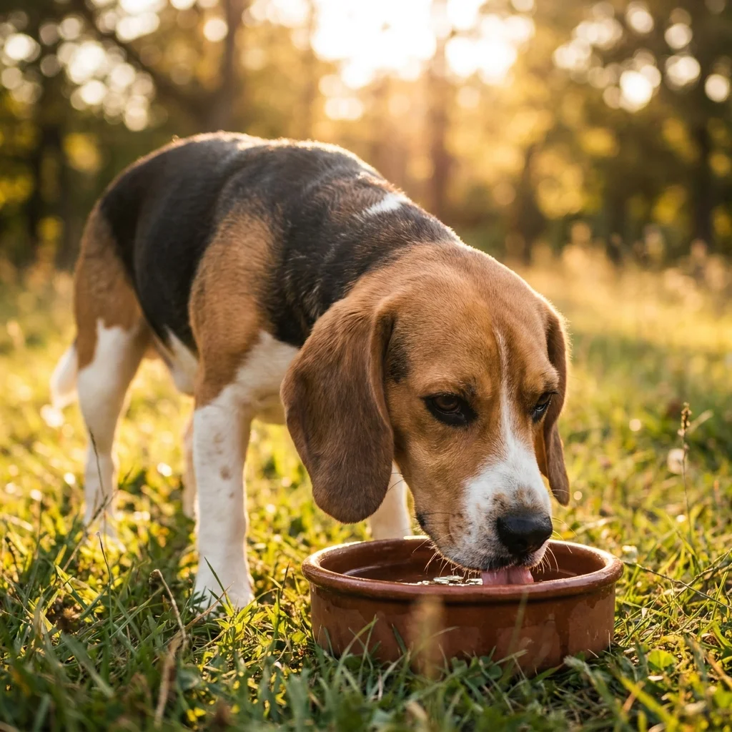 Beagle Müde, schwer, das Fell wird dünn