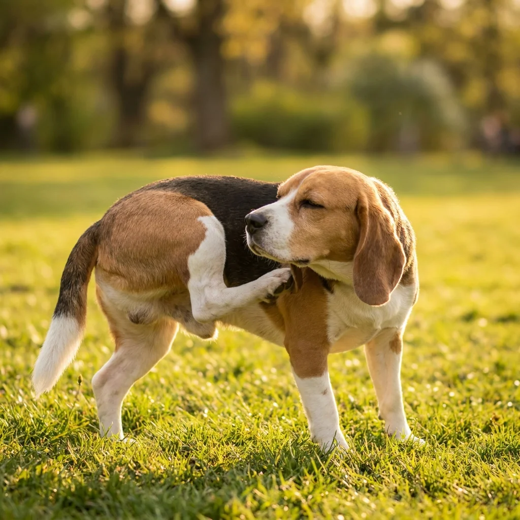 Beagle Ständiges Kopfschütteln, das Ohr riecht