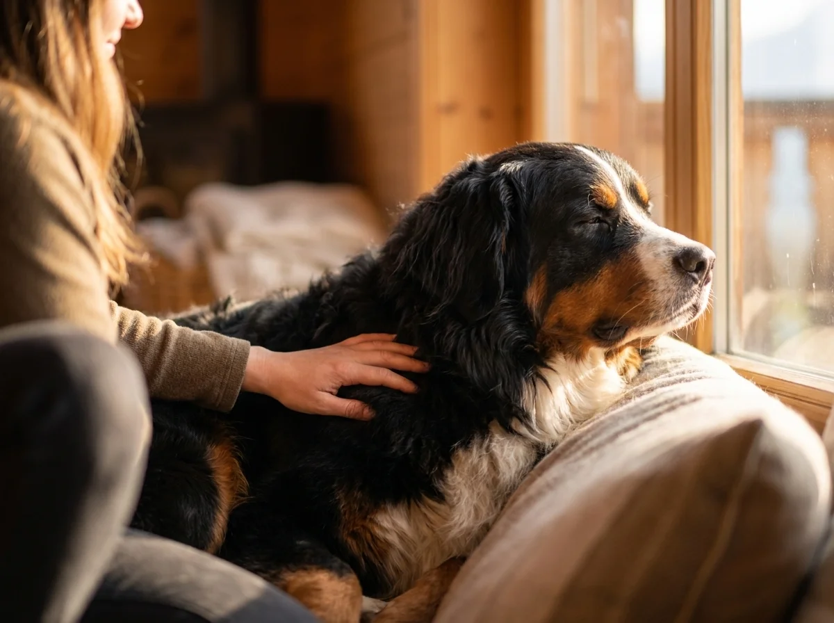 Berner Sennenhund mit Besitzer