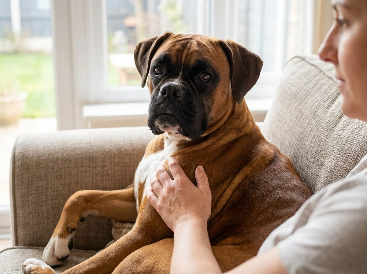 Boxer mit Besitzer