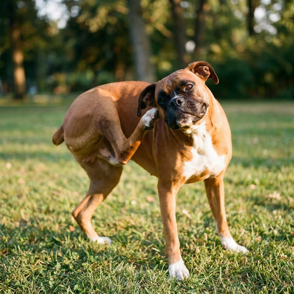 Boxer Das Auge tränt und kneift