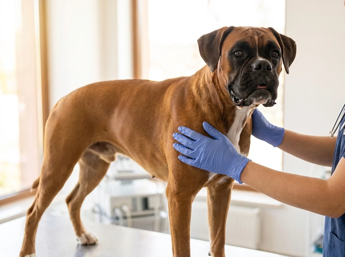 Boxer bei tierärztlicher Untersuchung