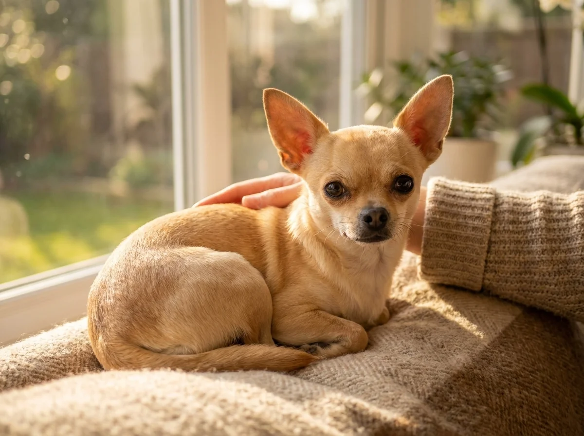 Chihuahua mit Besitzer