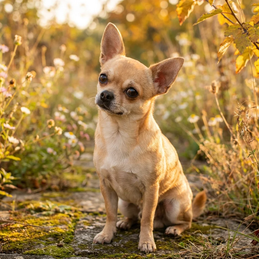 Chihuahua Er wirkt verwirrt und stößt an