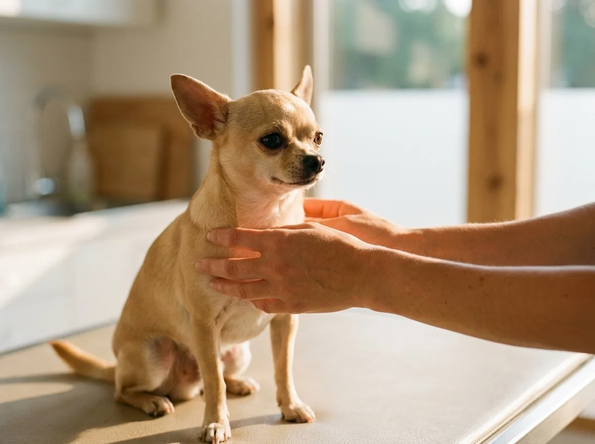 Chihuahua bei tierärztlicher Untersuchung