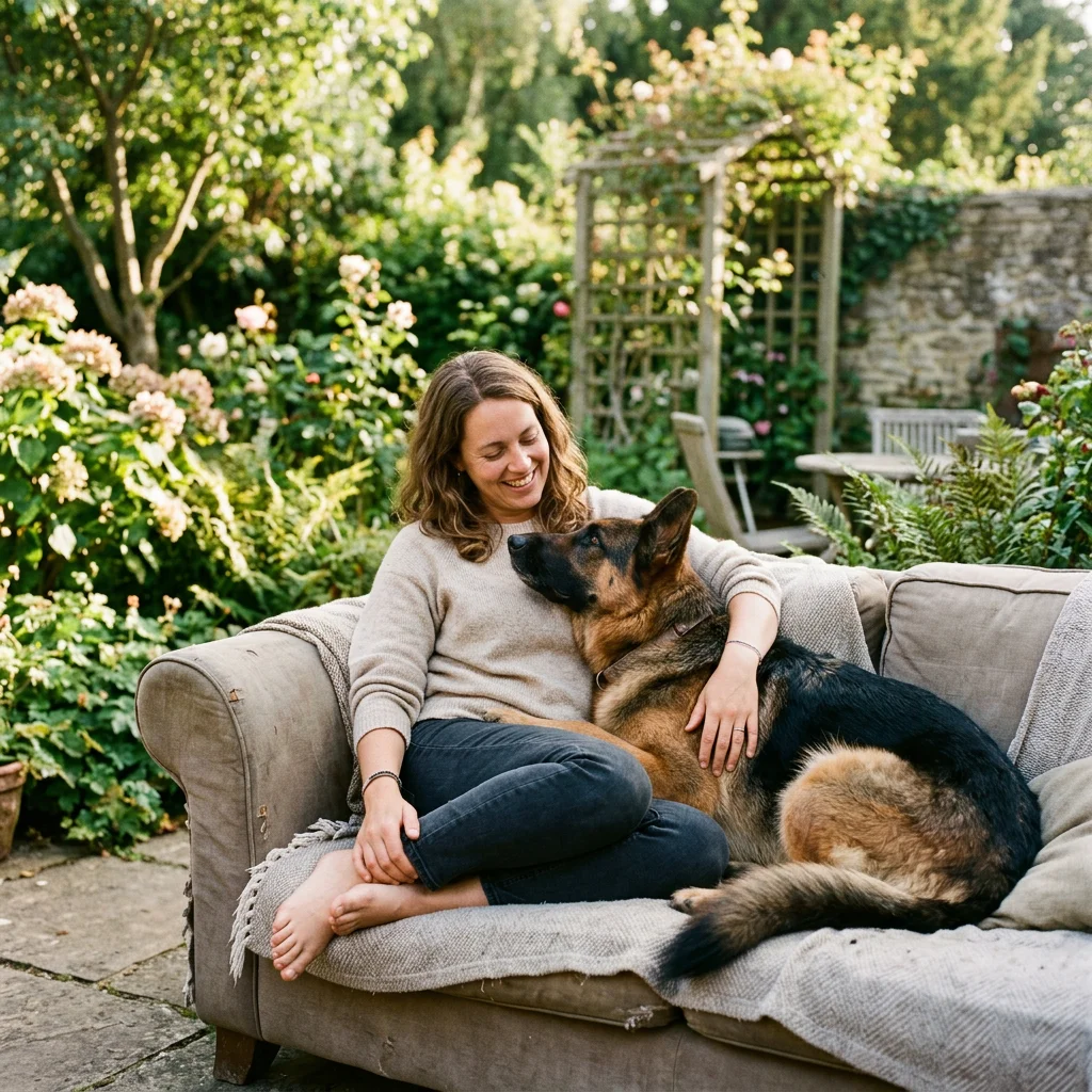 Deutscher Schäferhund mit Besitzer