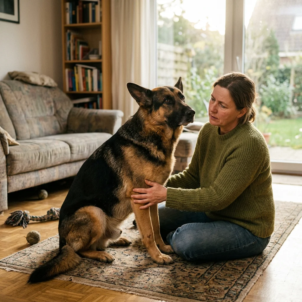 Deutscher Schäferhund Er hinkt am Vorderbein