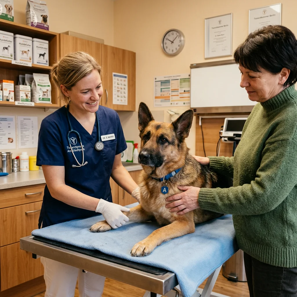 Deutscher Schäferhund bei tierärztlicher Untersuchung