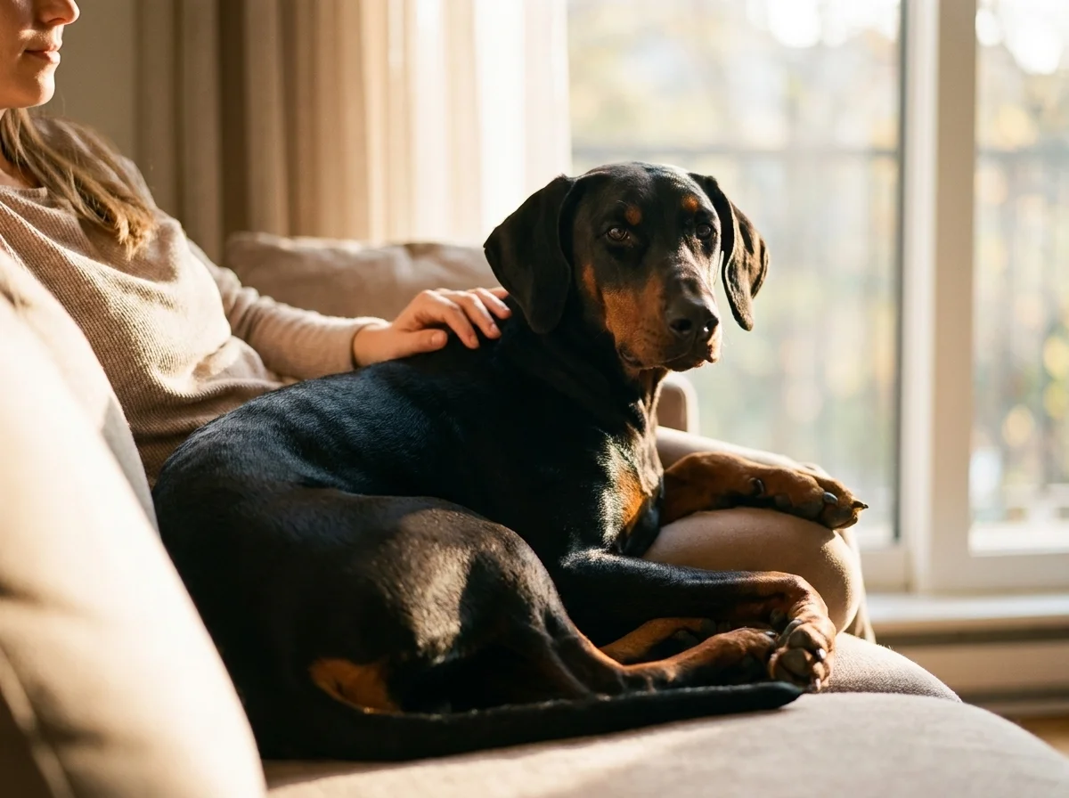 Dobermann mit Besitzer
