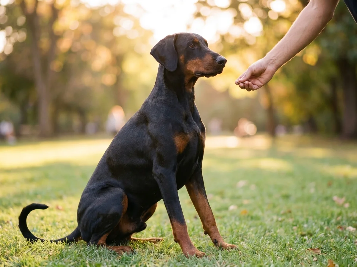 Dobermann beim Training