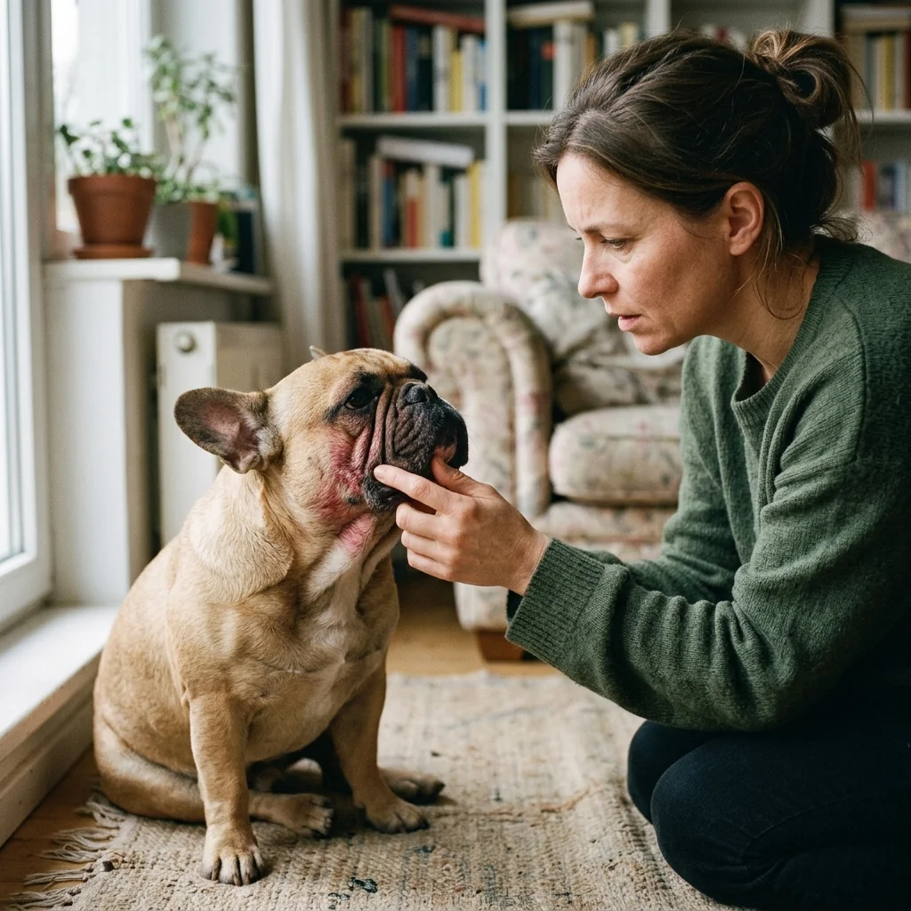 Französische Bulldogge An heißen Tagen kippt er einfach um
