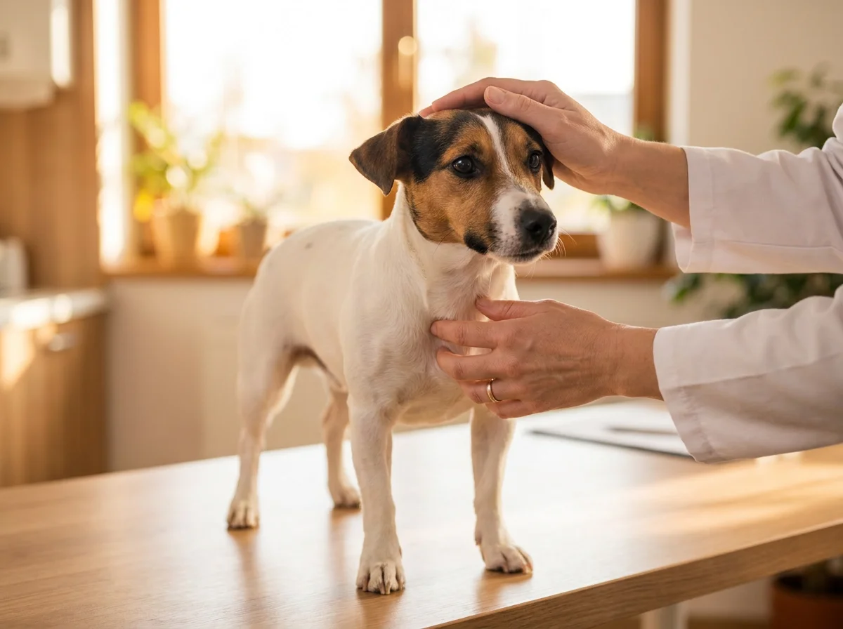 Jack Russell Terrier bei tierärztlicher Untersuchung