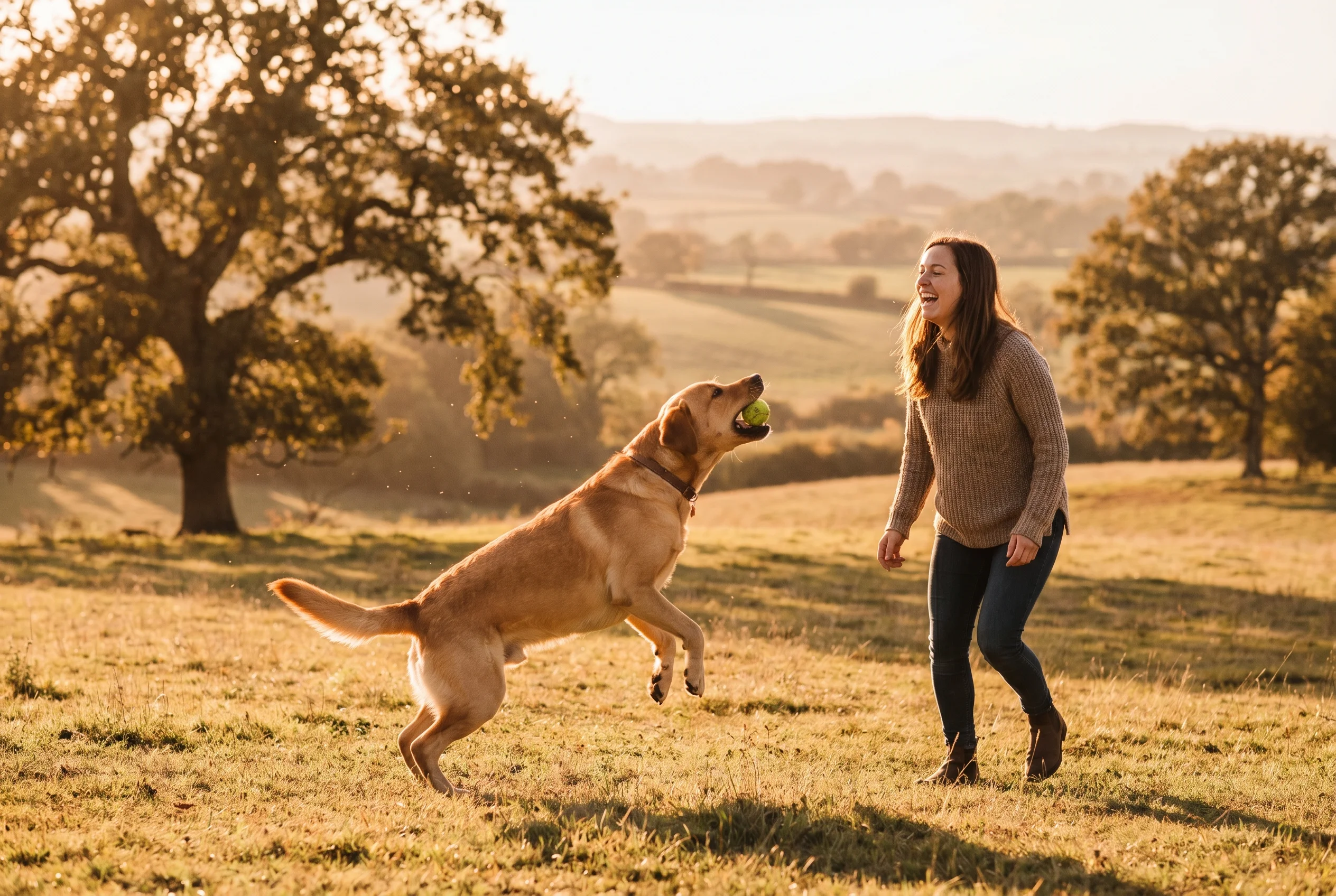 Labrador Retriever mit Besitzer