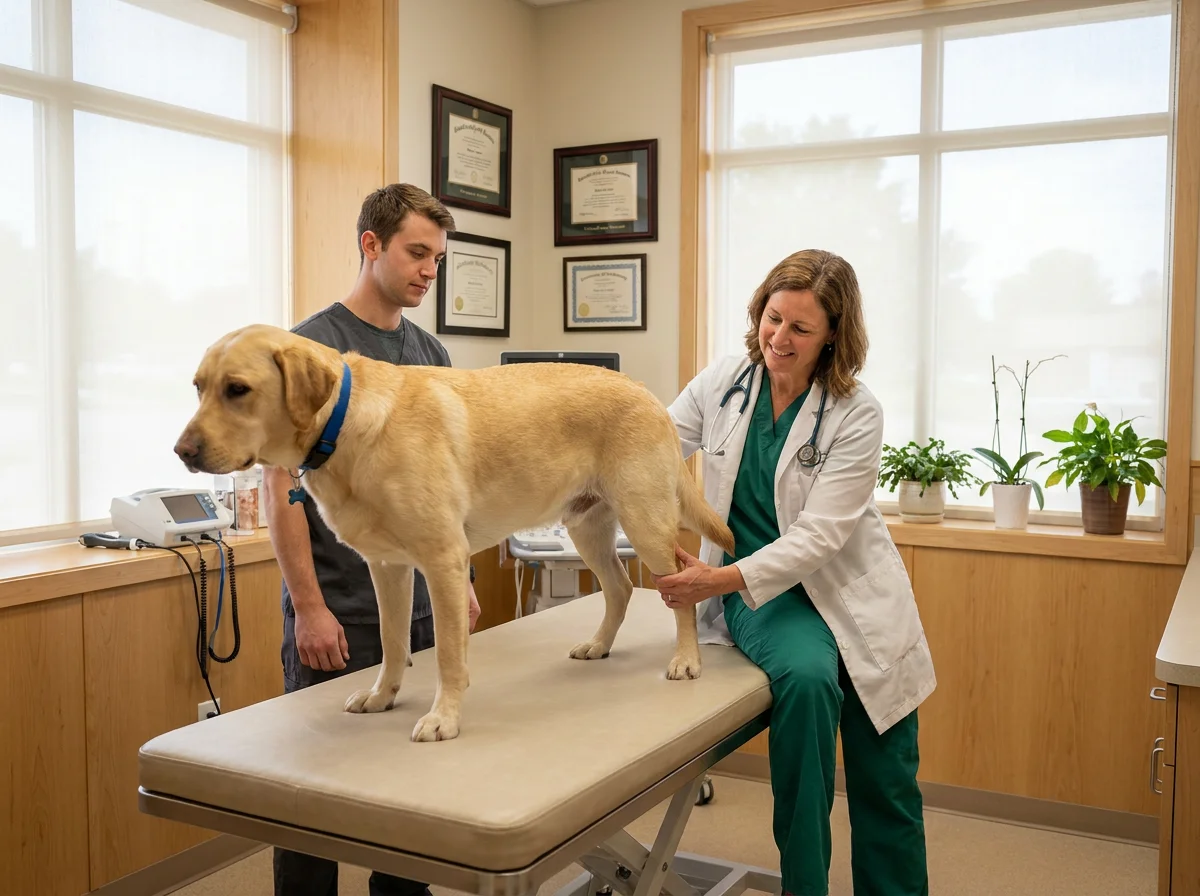 Labrador Retriever bei tierärztlicher Untersuchung