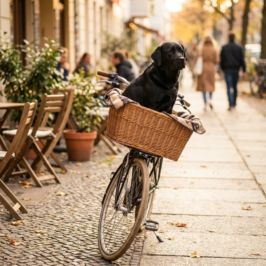 Hundefahrradkorb für Leipzigs Radwege