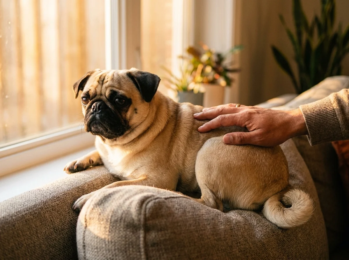 Mops mit Besitzer