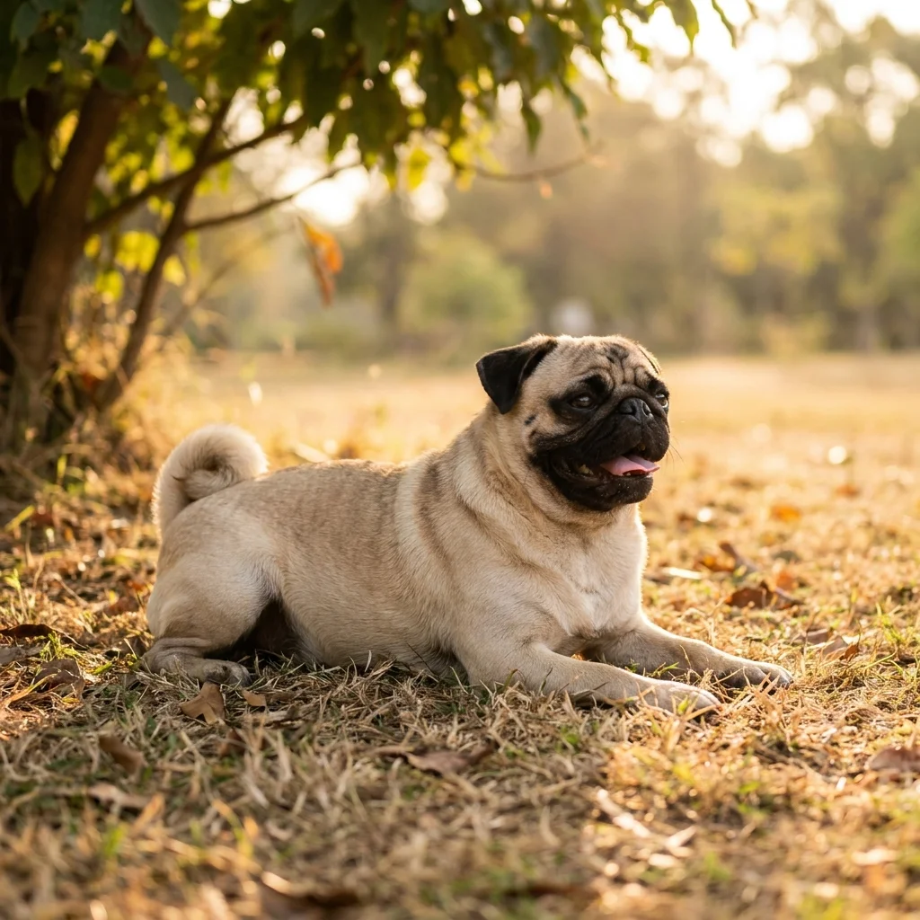 Mops Schon kurzes Spielen lässt ihn röcheln