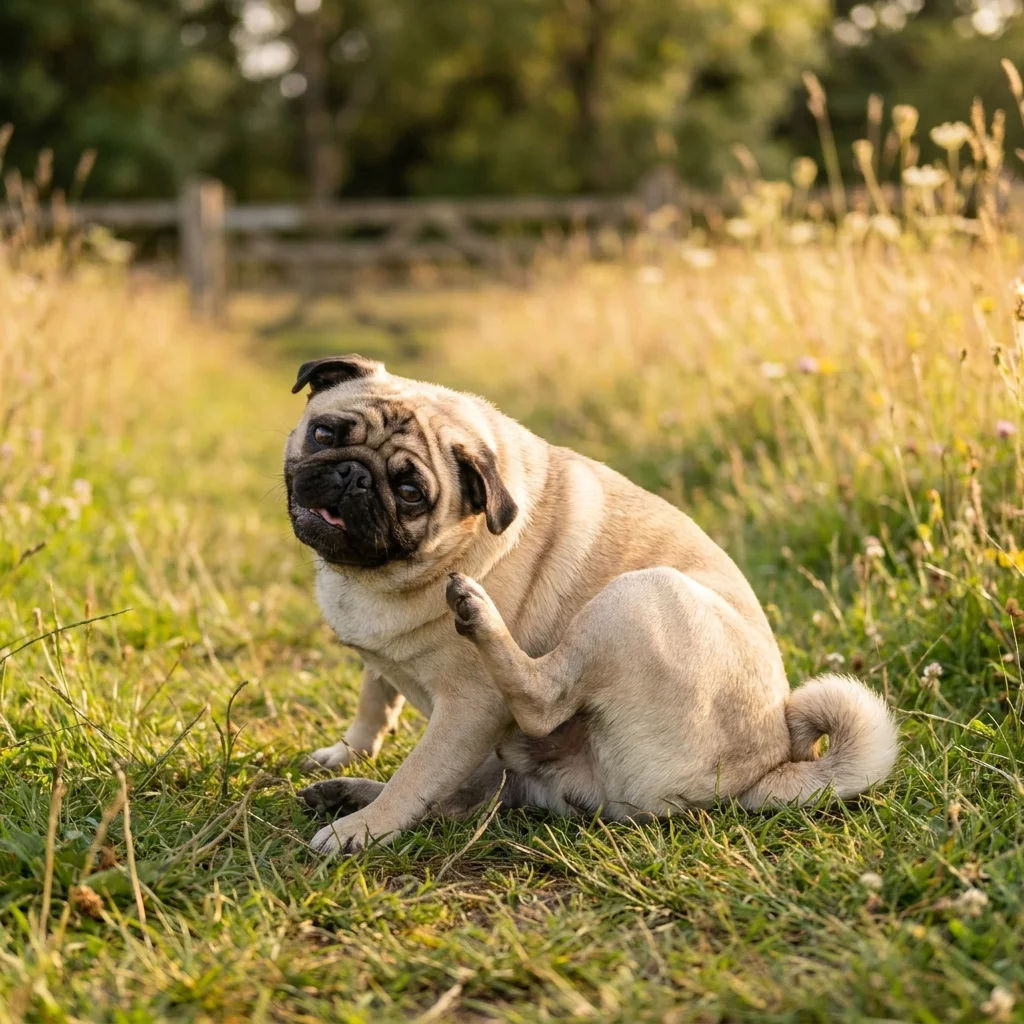 Mops In den Falten wird die Haut wund