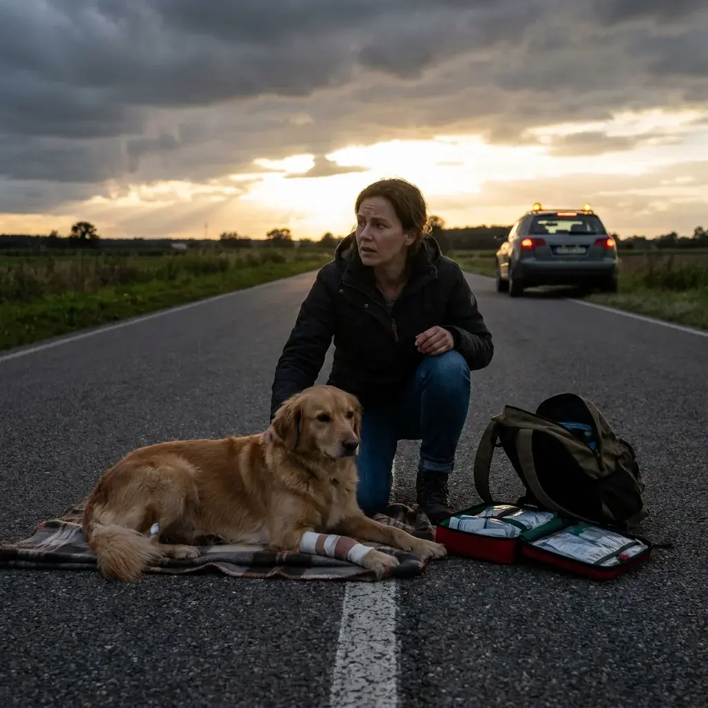 Hund nach Unfall auf der Strasse