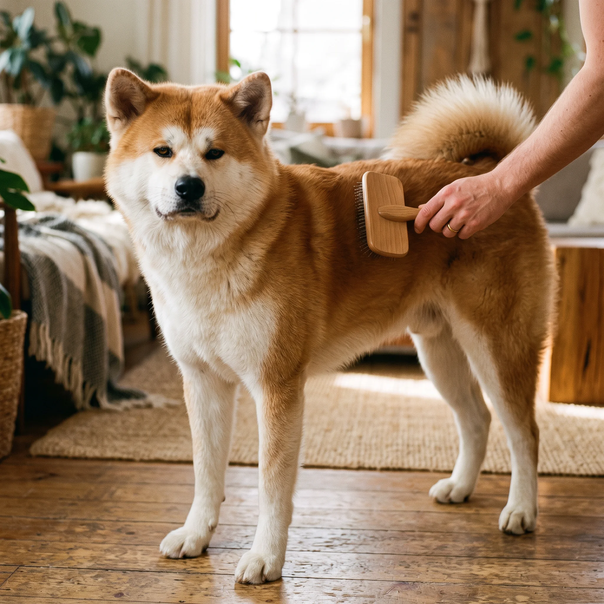 Grobe Bürste für das dichte Akita-Fell