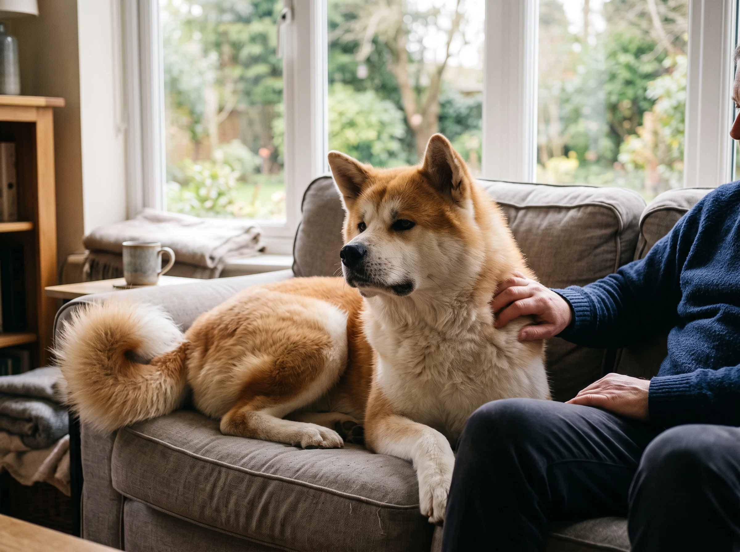 Akita mit Besitzer