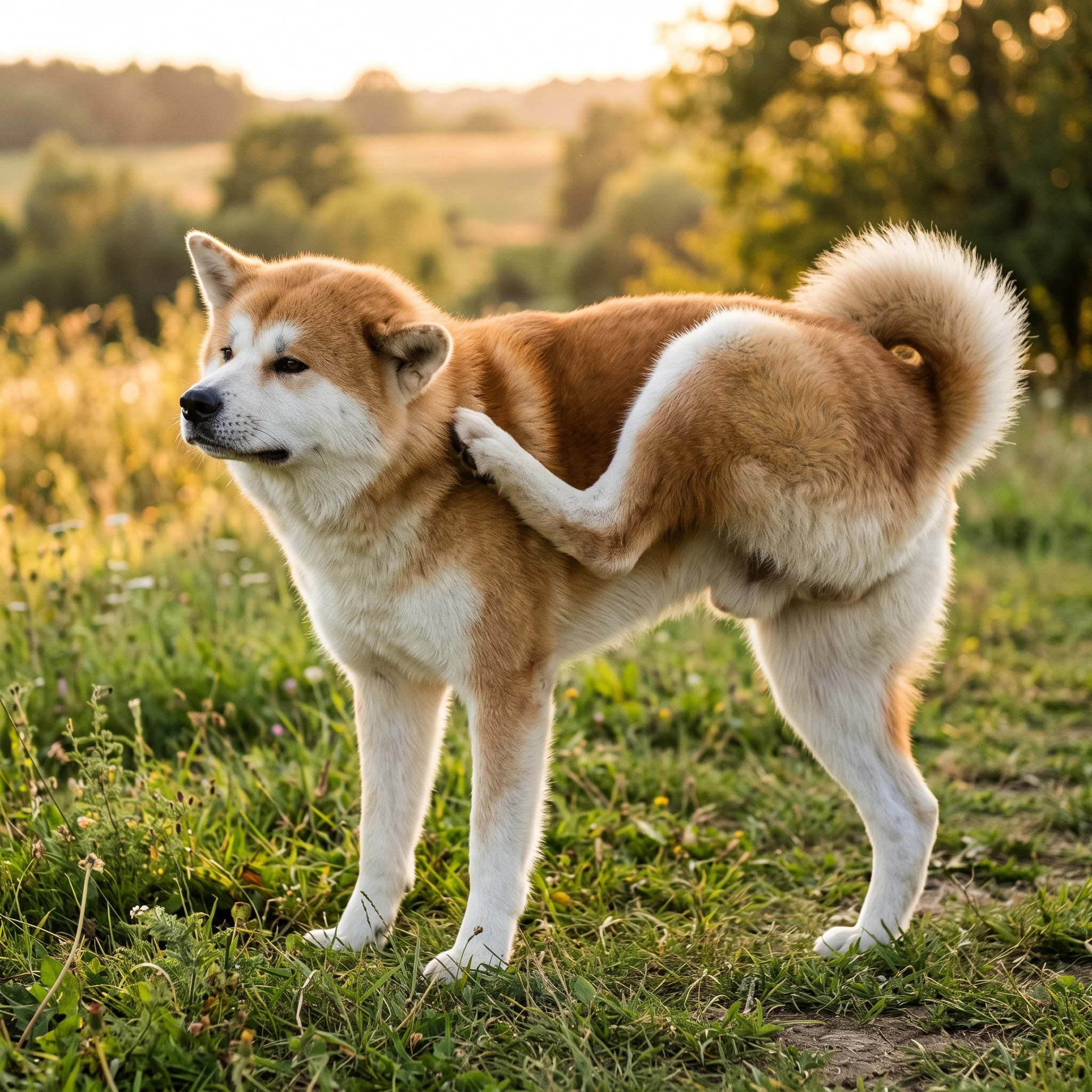 Akita Erst das Auge, dann die Farbe der Haut