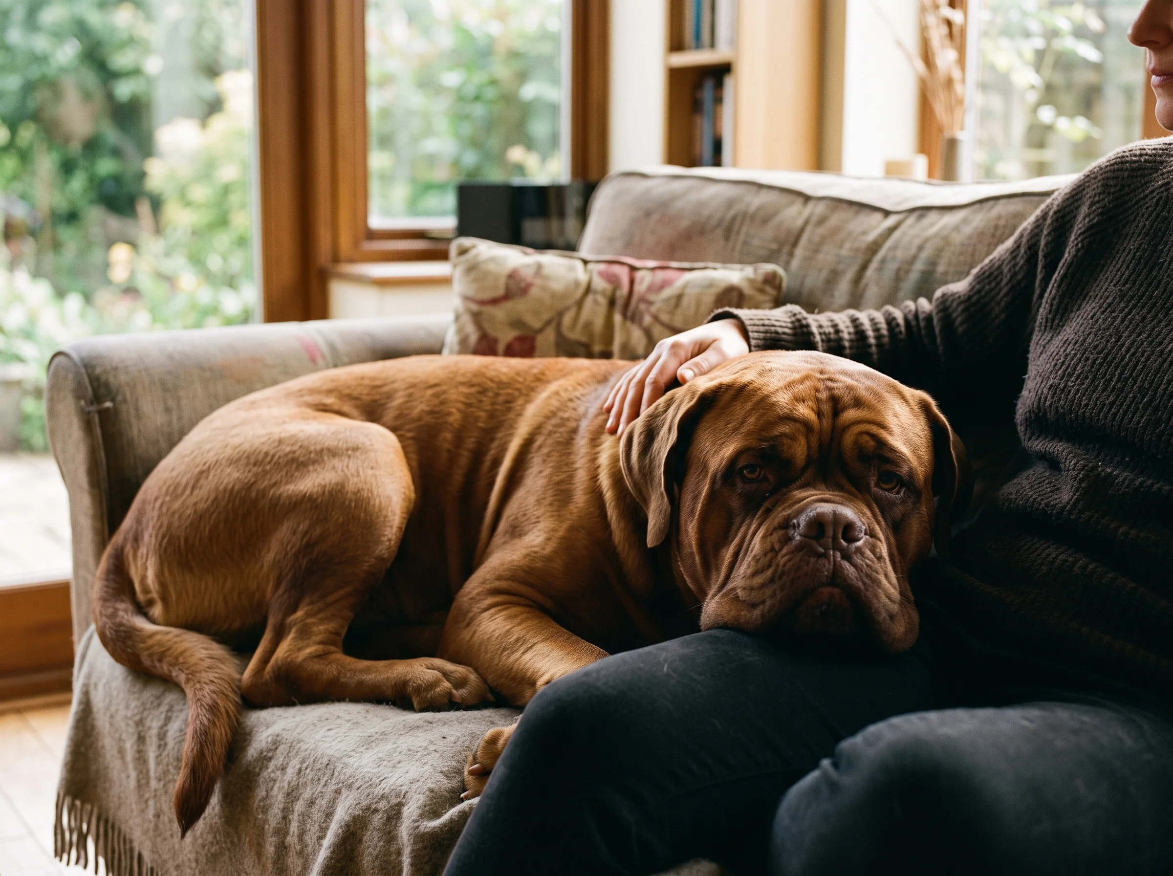 Bordeauxdogge mit Besitzer