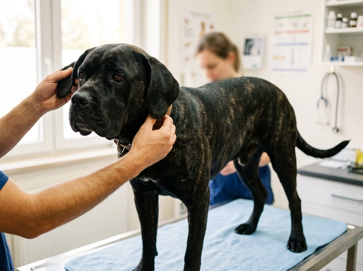 Cane Corso bei tierärztlicher Untersuchung