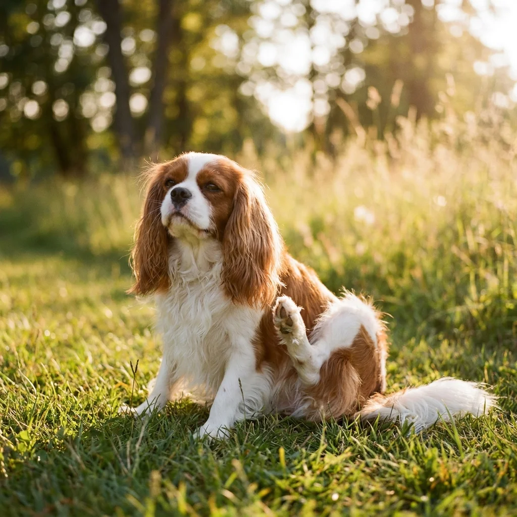 Cavalier King Charles Spaniel Sie kratzt ständig in die Luft