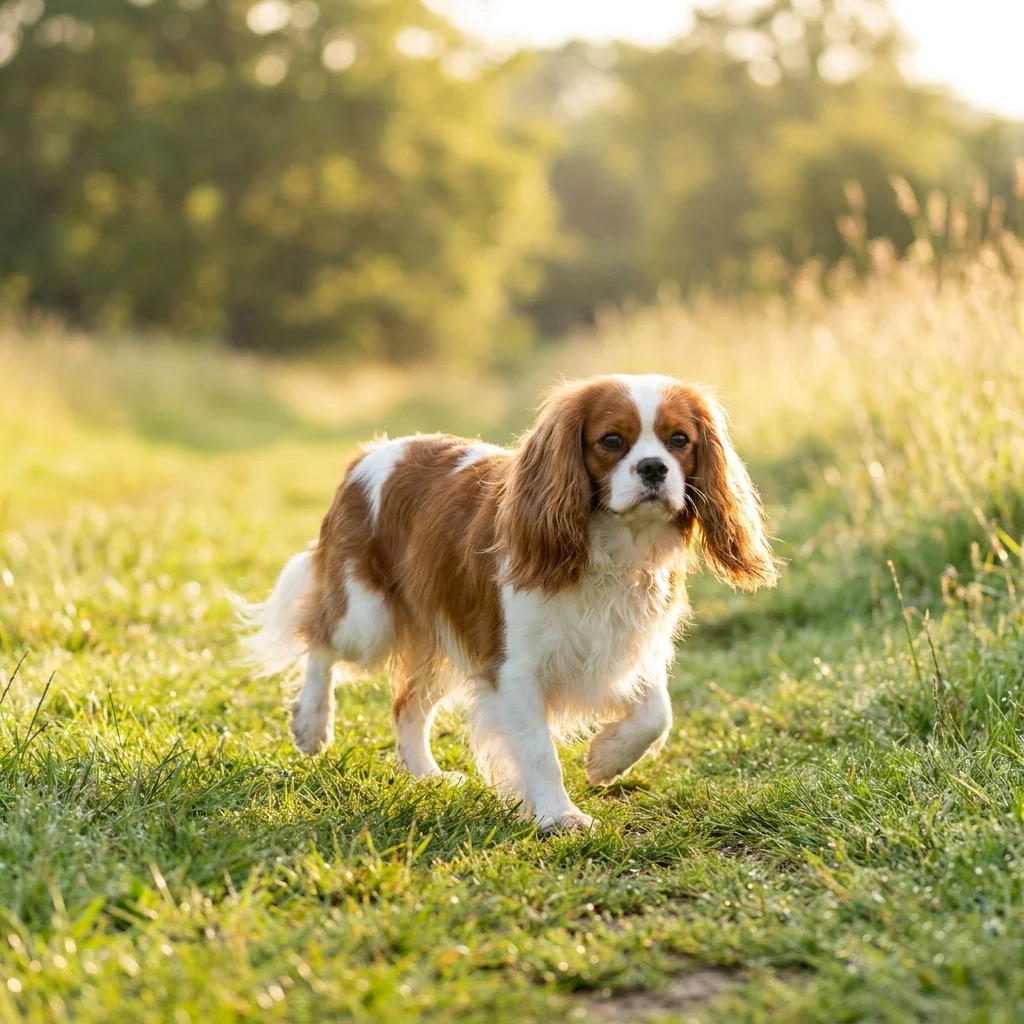 Cavalier King Charles Spaniel Sie hüpft plötzlich auf drei Beinen