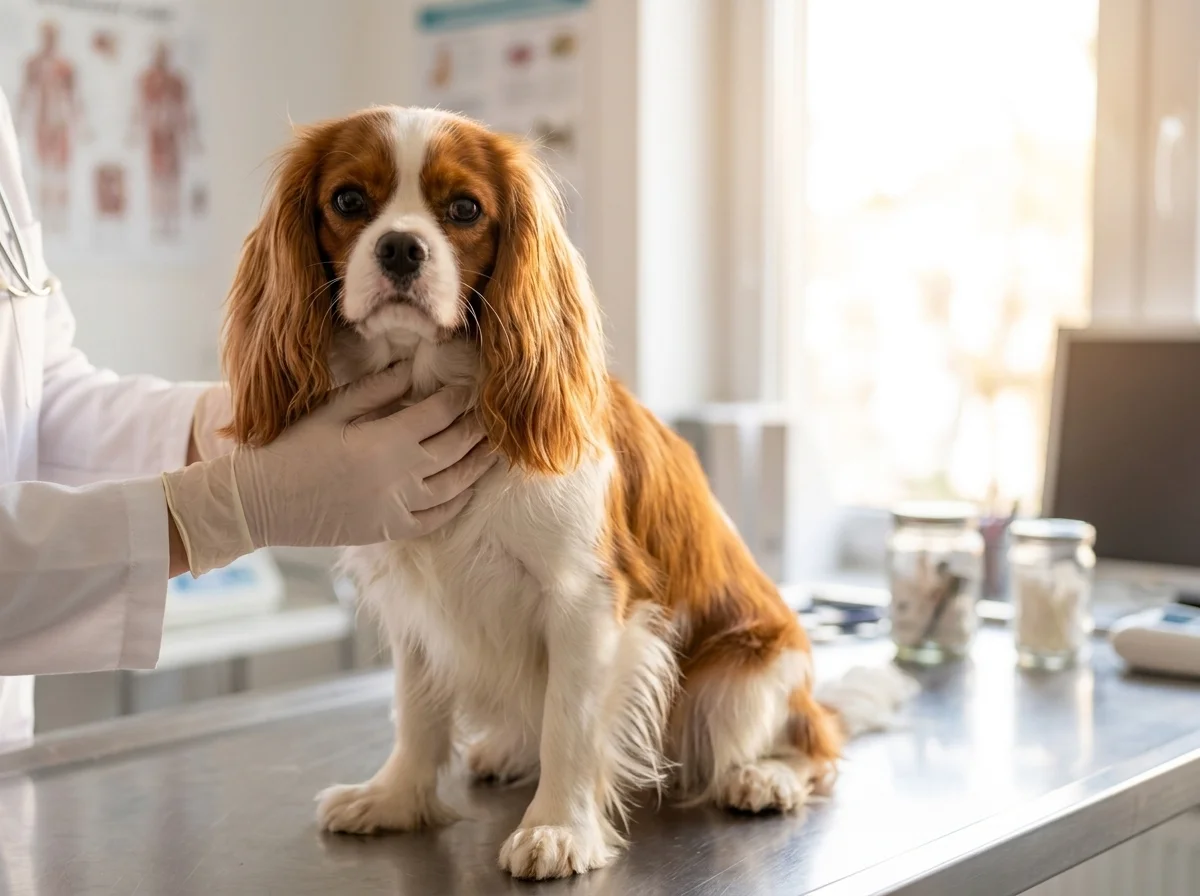 Cavalier King Charles Spaniel bei tierärztlicher Untersuchung