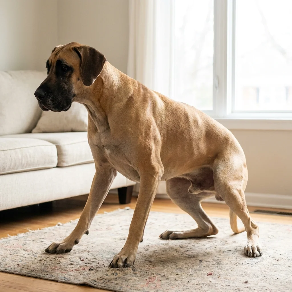 Deutsche Dogge Aufstehen fällt ihr schwer