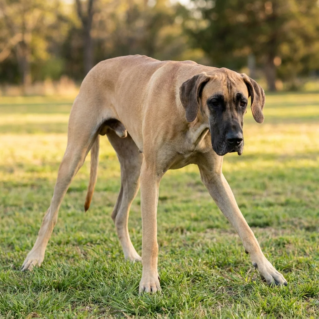 Deutsche Dogge Ihr Gang wird unsicher