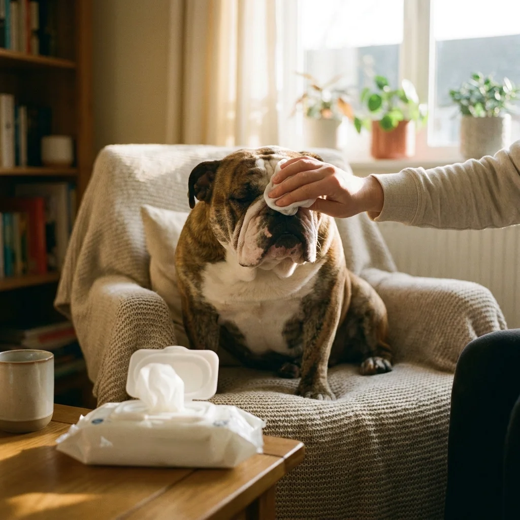 Sanfte Faltenpflege für das Bulldoggen-Gesicht