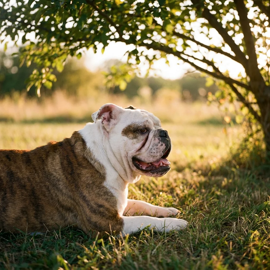 Englische Bulldogge Jeder Atemzug arbeitet