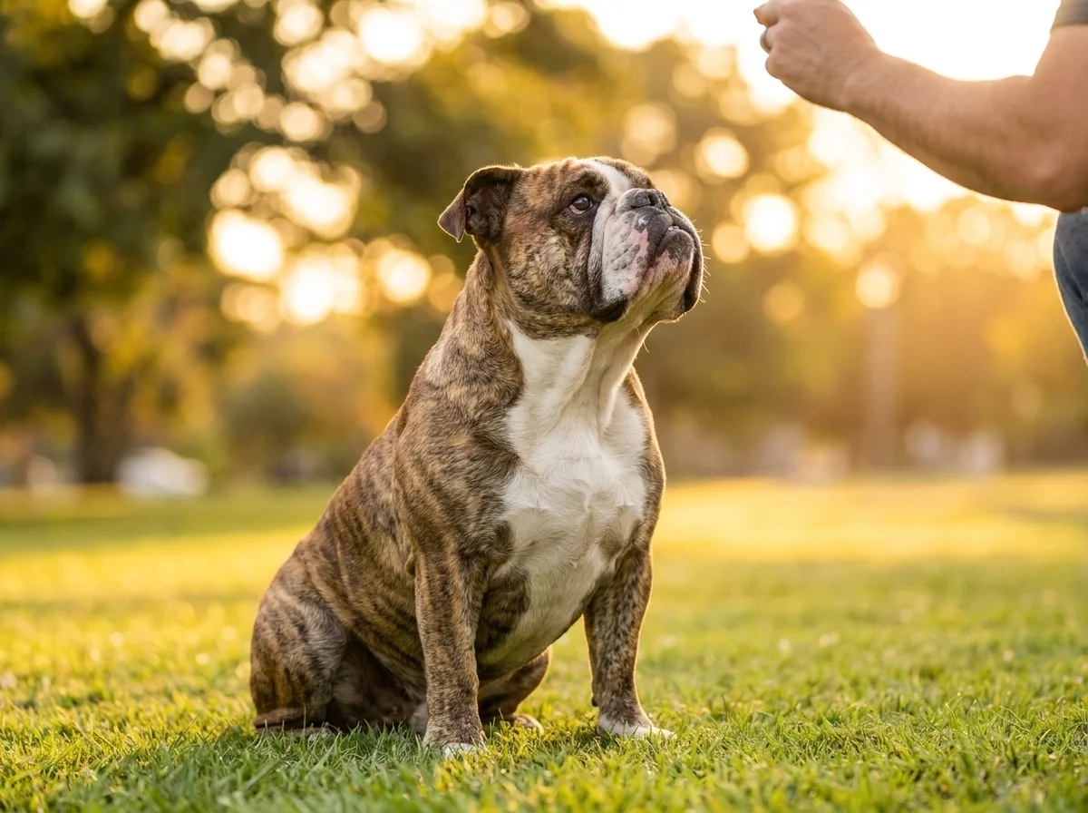 Englische Bulldogge beim Training