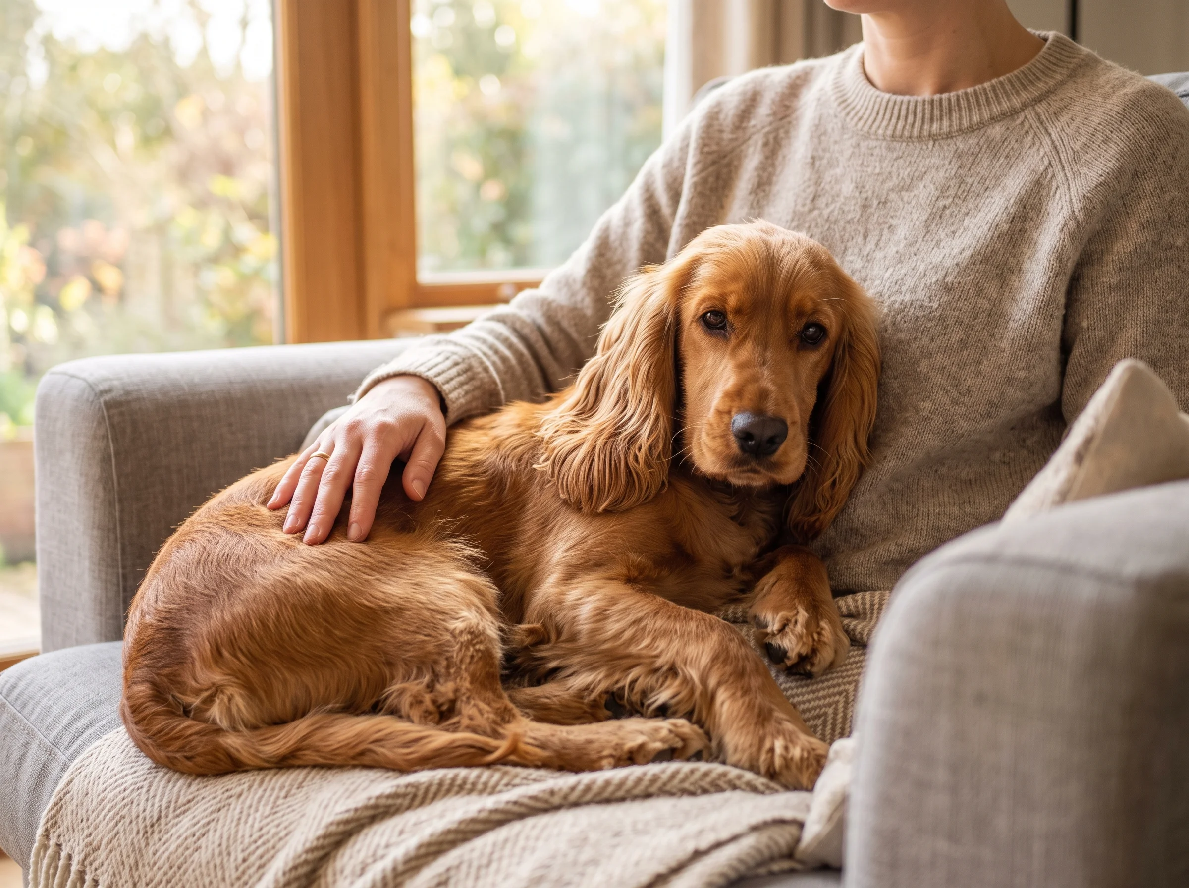 English Cocker Spaniel mit Besitzer