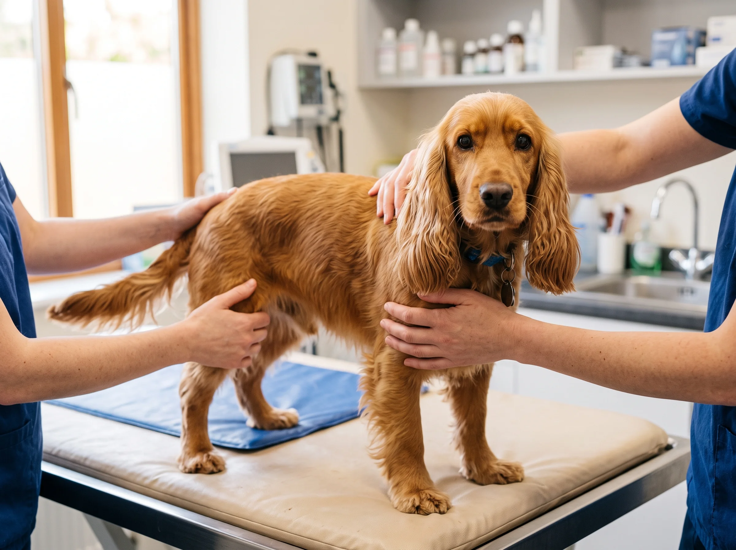 English Cocker Spaniel bei tierärztlicher Untersuchung