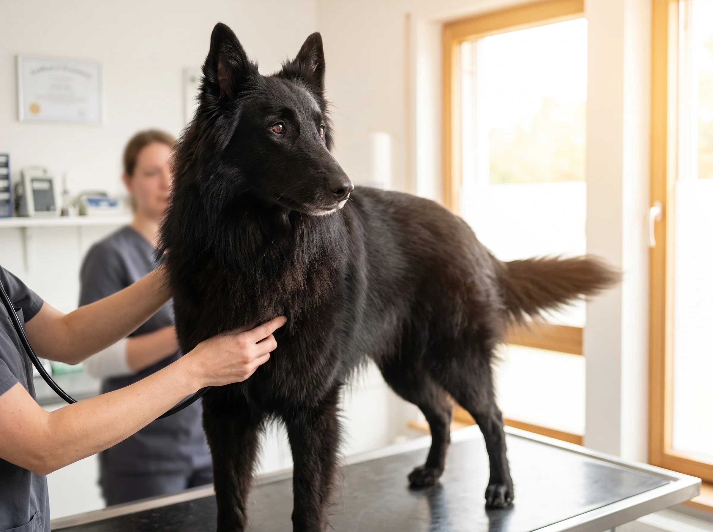 Belgischer Schäferhund (Groenendael) bei tierärztlicher Untersuchung