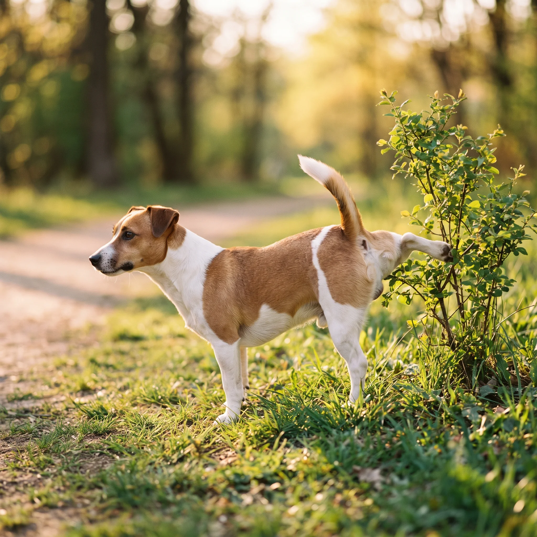 Jack Russell Terrier Er tröpfelt, statt zu pinkeln