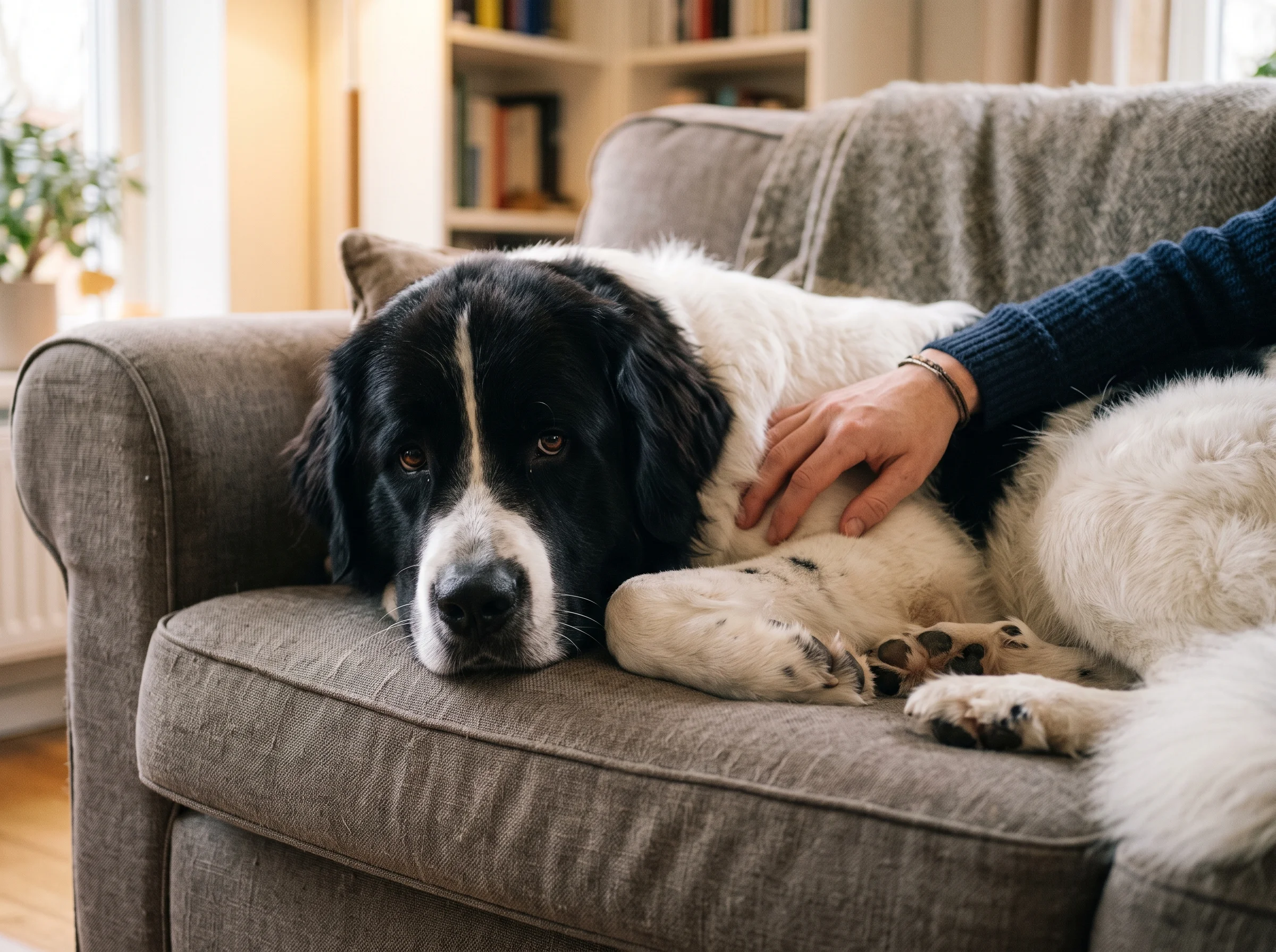 Landseer mit Besitzer