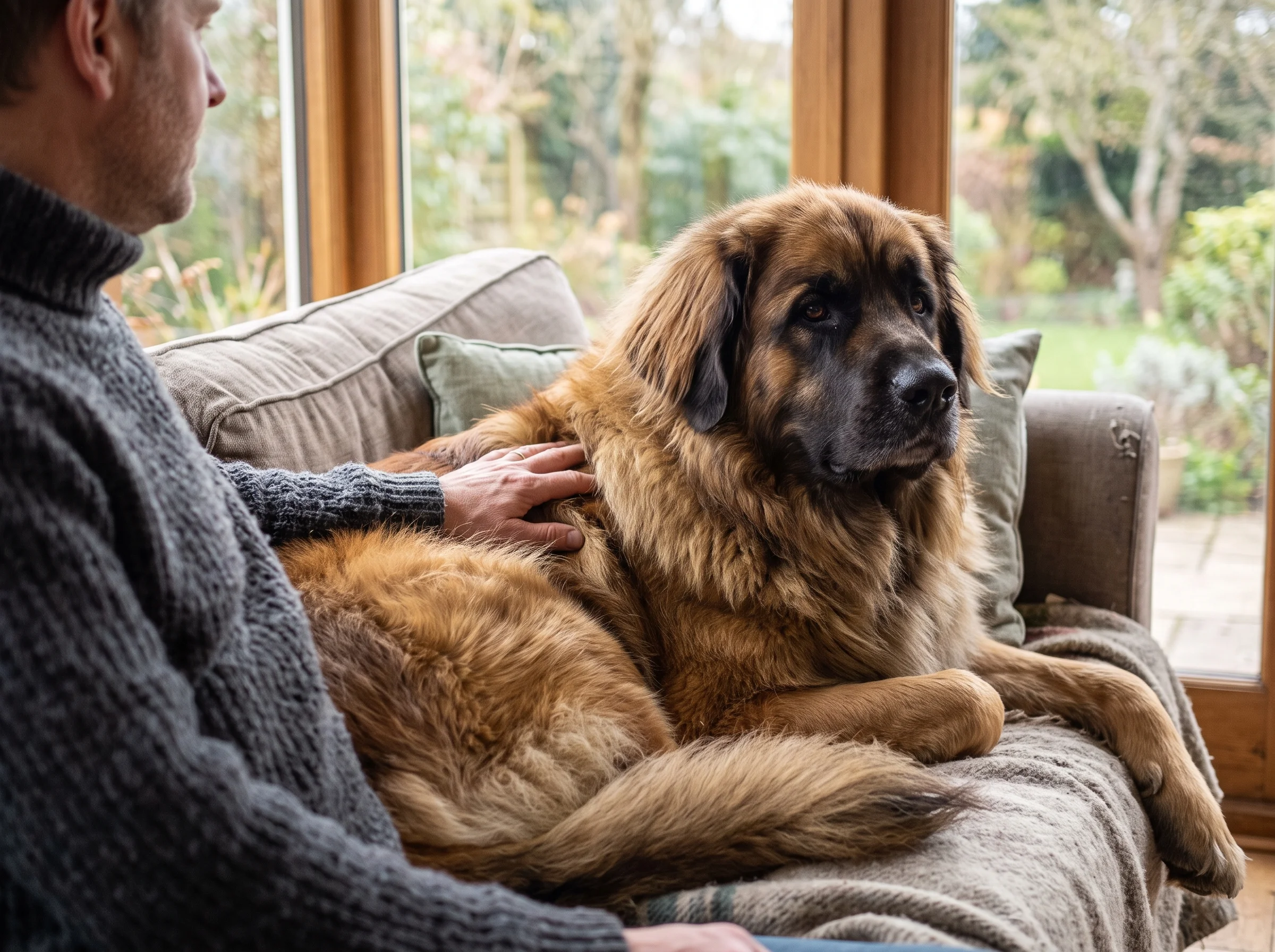 Leonberger mit Besitzer