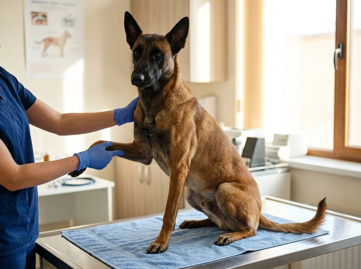 Belgischer Schäferhund (Malinois) bei tierärztlicher Untersuchung