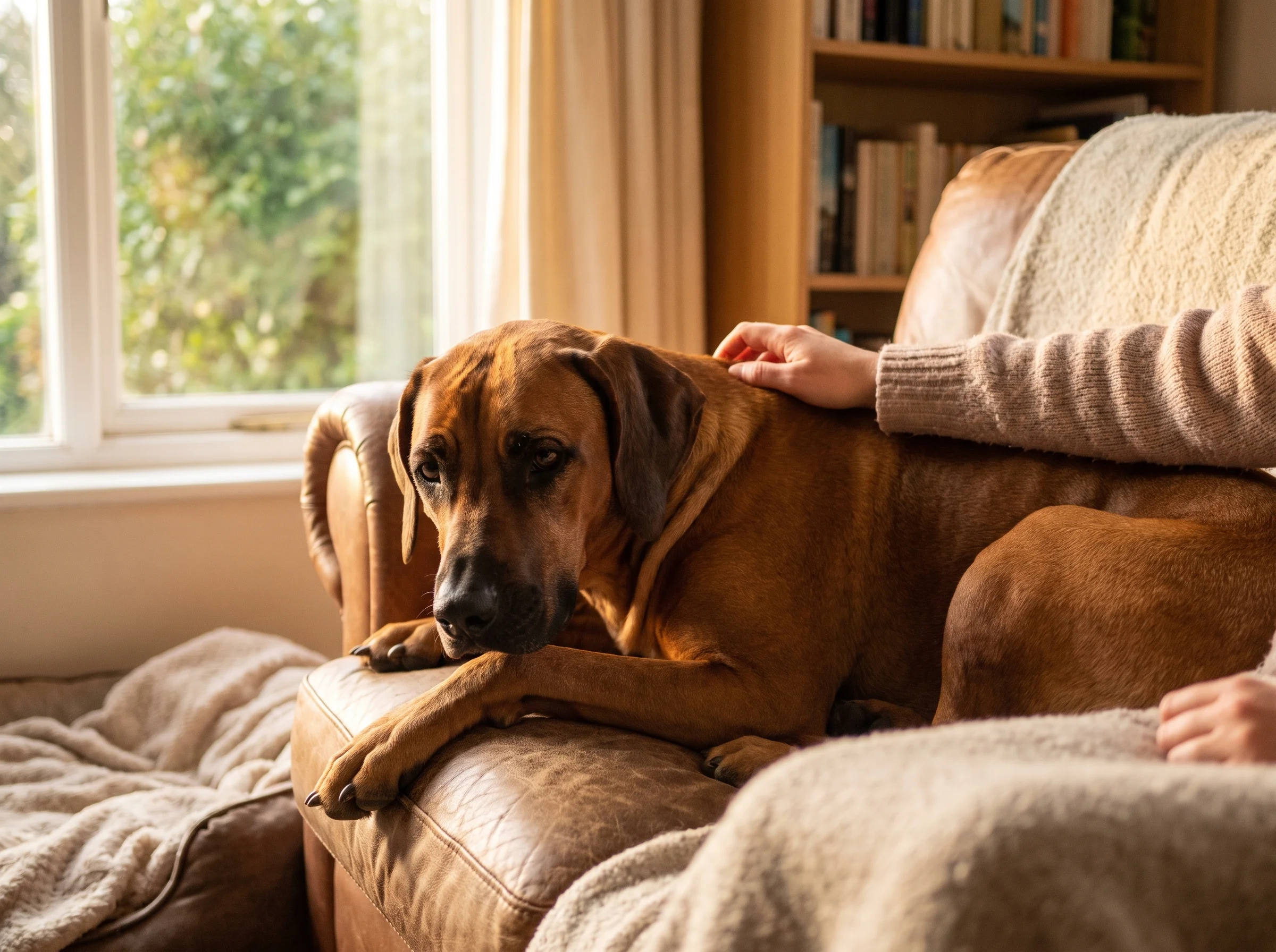 Rhodesian Ridgeback mit Besitzer