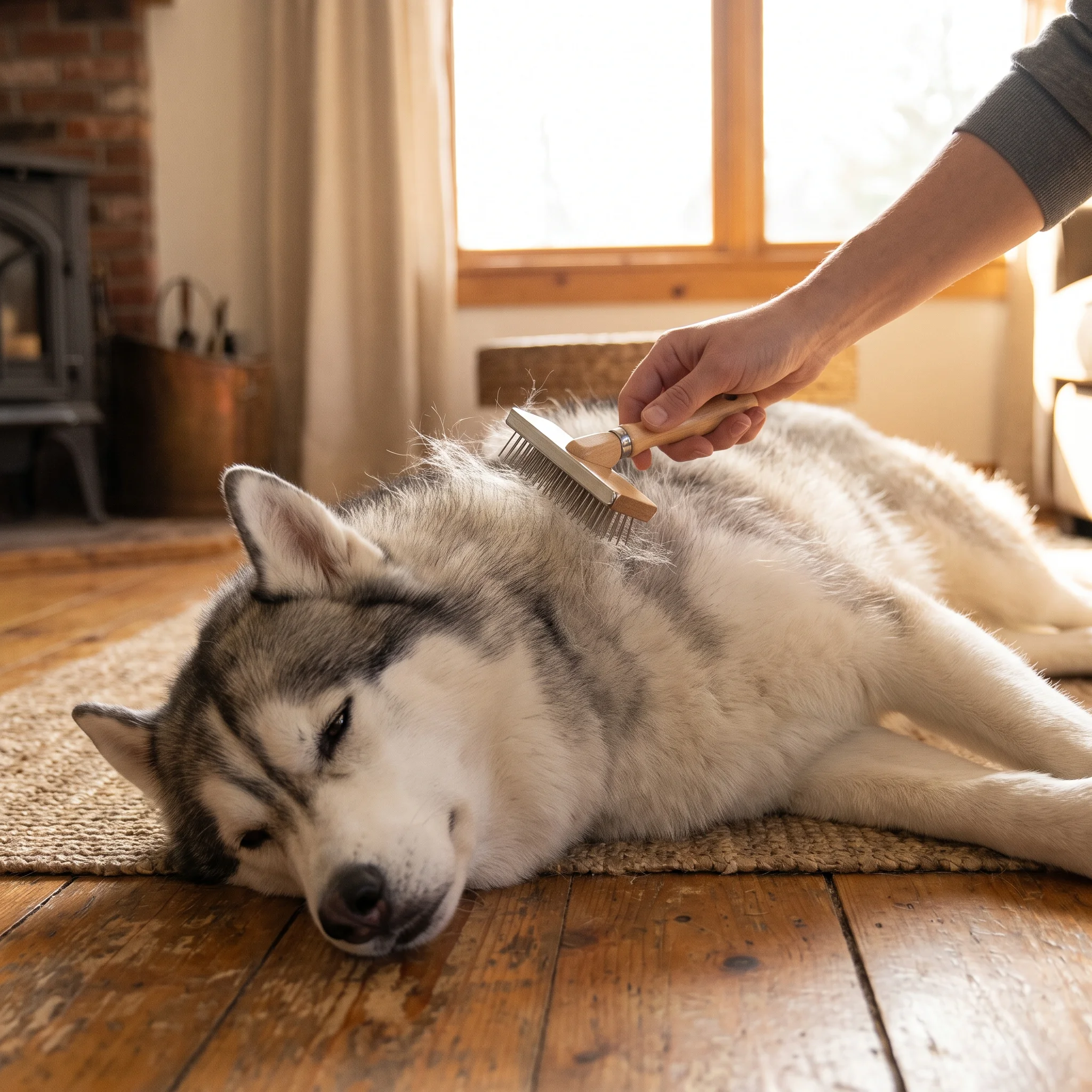 Unterwollbürste für den Fellwechsel des Huskys