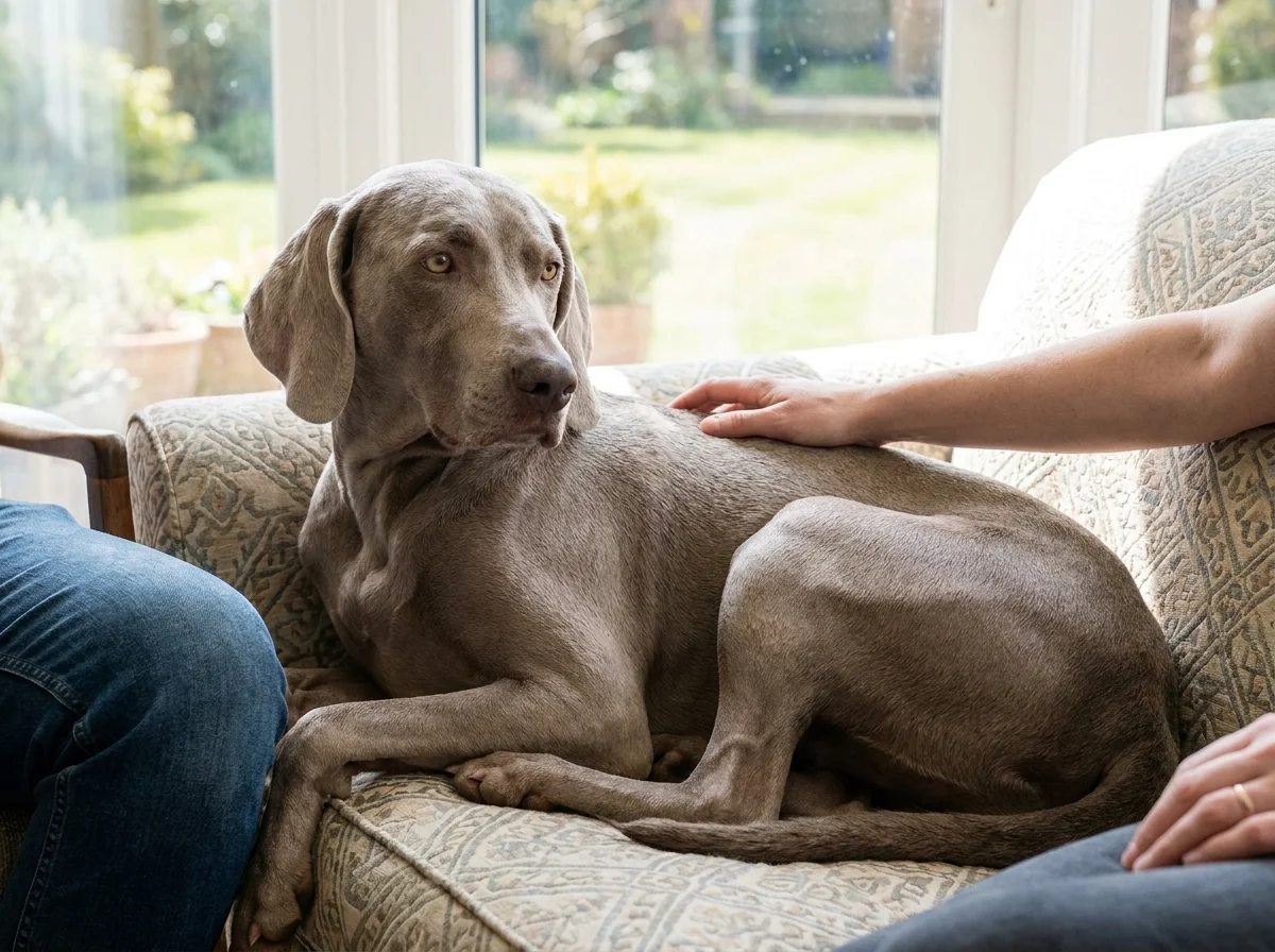 Weimaraner mit Besitzer