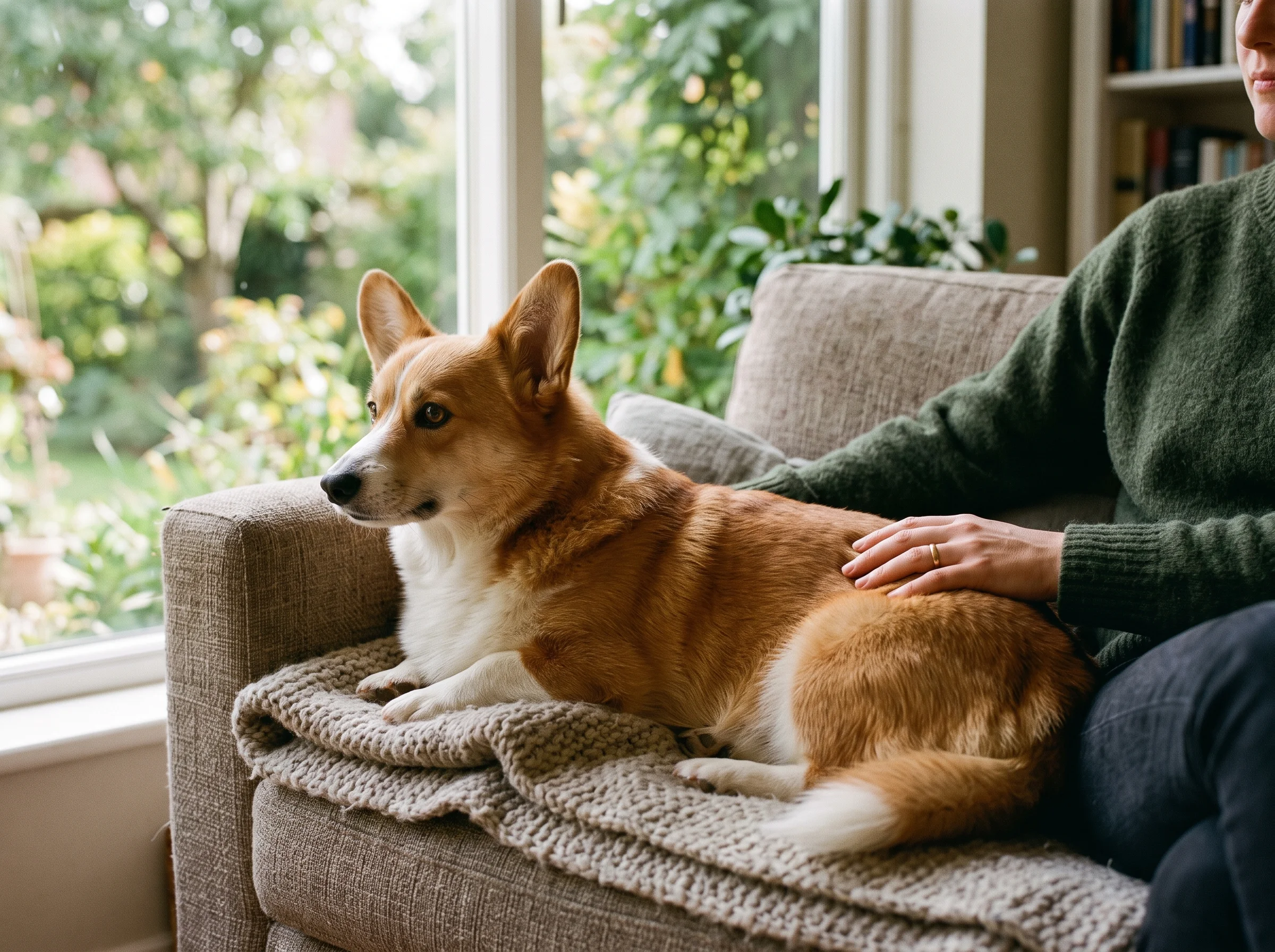 Welsh Corgi (Pembroke) mit Besitzer