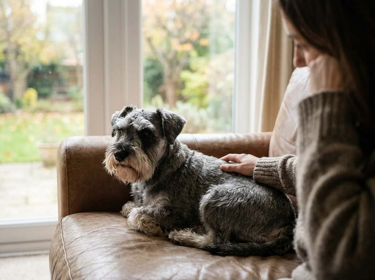 Zwergschnauzer mit Besitzer