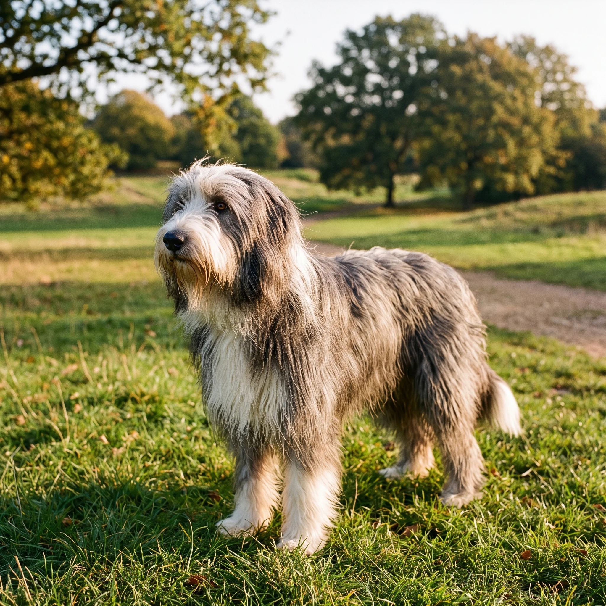 Bearded Collie Antriebslos, das Fell lichtet sich